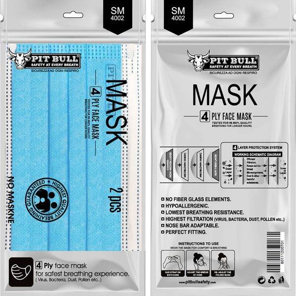 SM-4002 4ply Mask with Ear Loop D/B – Pouch of 2 Pcs