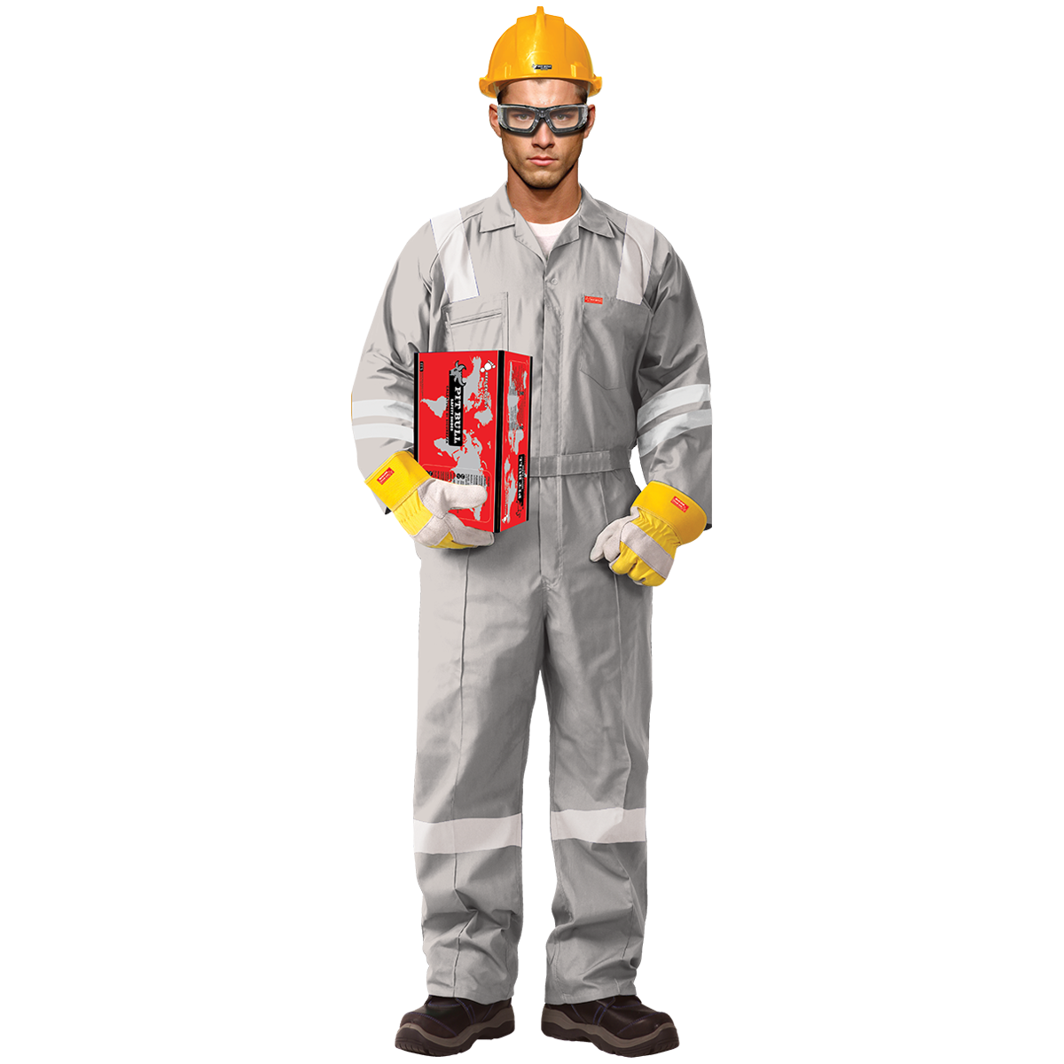 100% COTTON COVERALL WITH REFLECTIVE - DARK GREY