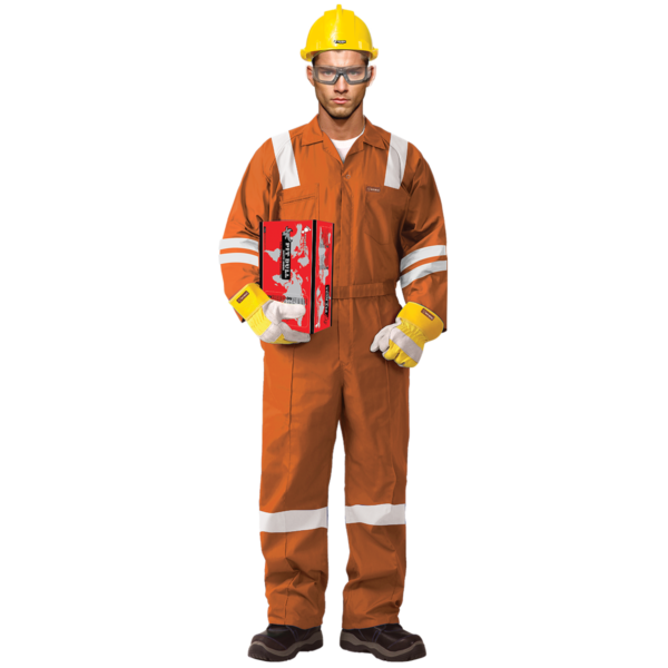 100% COTTON COVERALL WITH REFLECTIVE - ORANGE