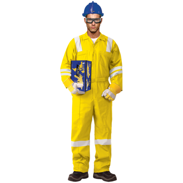 100% COTTON COVERALL WITH REFLECTIVE - YELLOW