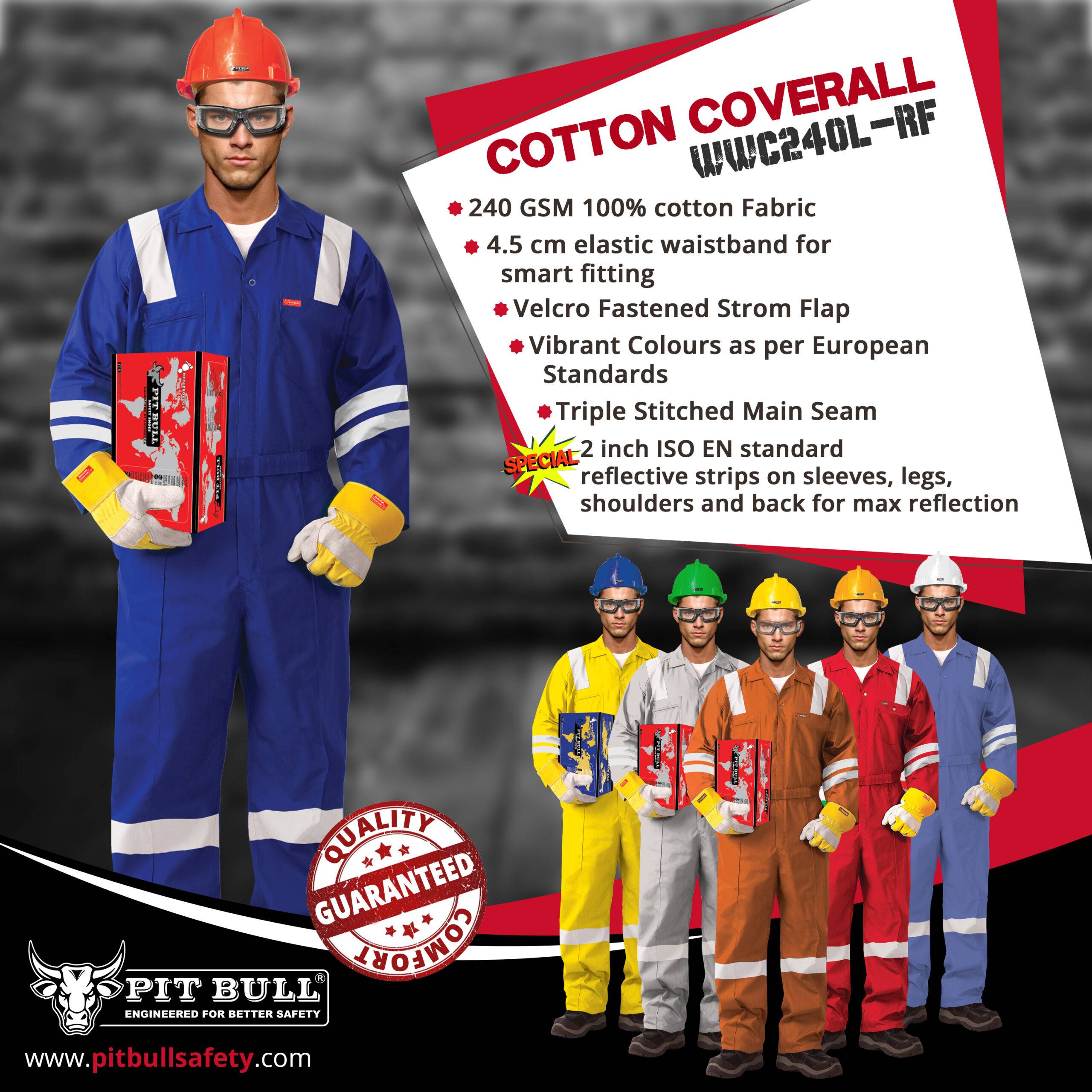 100% COTTON COVERALL WITH REFLECTIVE - DARK GREY 2 100% COTTON COVERALL WITH REFLECTIVE - DARK GREY
