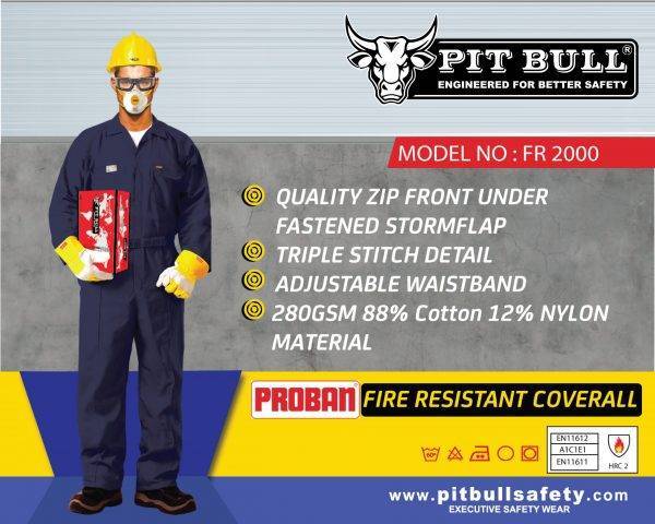 PROBAN FIRE RESISTANT COVERALL - NAVY BLUE