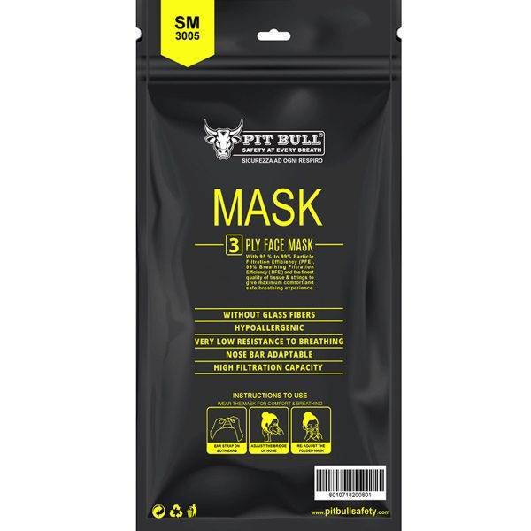 SM-3005 3ply Mask with Ear Loop D/B – Pouch of 5 Pcs