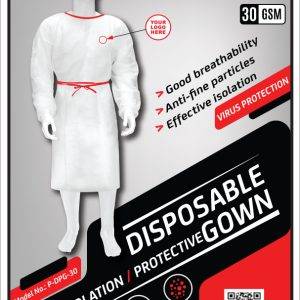 PITBULL P-DPG-30 DISPOSABLE/ ISOLATION/PROTECTIVE GOWN WHITE/RED -F