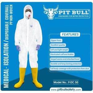 PITBULL P-DC 50 PP Non - Woven White Colour Medical - Isolation / Disposable Coverall