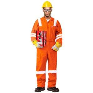 100% COTTON COVERALL WITH REFLECTIVE - ORANGE